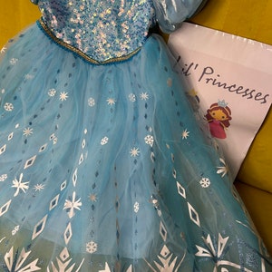 Déguisement princesse Elsa fille pour cosplay Elsa, fête d'anniversaire fille Elsa et déguisement fille Elsa, robe princesse fleur Elsa image 6