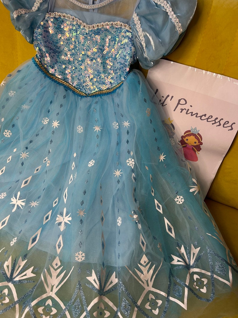 Déguisement princesse Elsa fille pour cosplay Elsa, fête d'anniversaire fille Elsa et déguisement fille Elsa, robe princesse fleur Elsa image 6