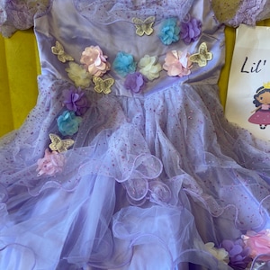 Isabela Princess Halloween Costume for Girls, Encanto Dress for Toddler Cosplay, Floral Fancy Dress Up for Trick or Treat