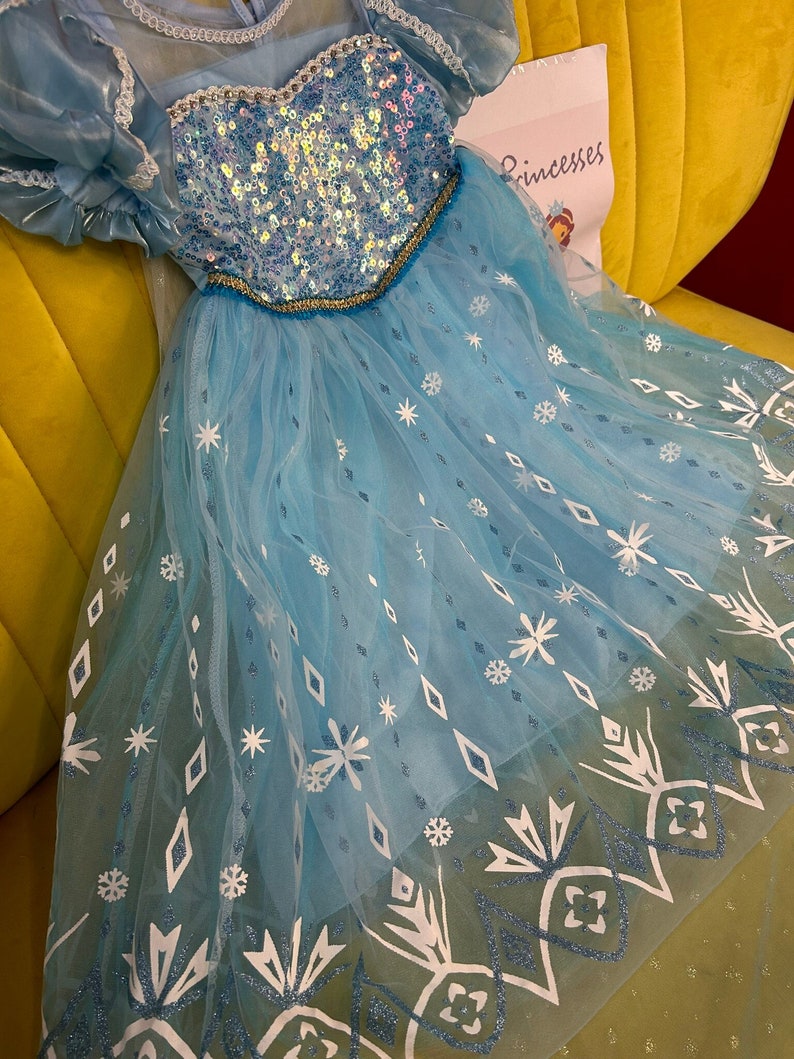 Déguisement princesse Elsa fille pour cosplay Elsa, fête d'anniversaire fille Elsa et déguisement fille Elsa, robe princesse fleur Elsa image 1