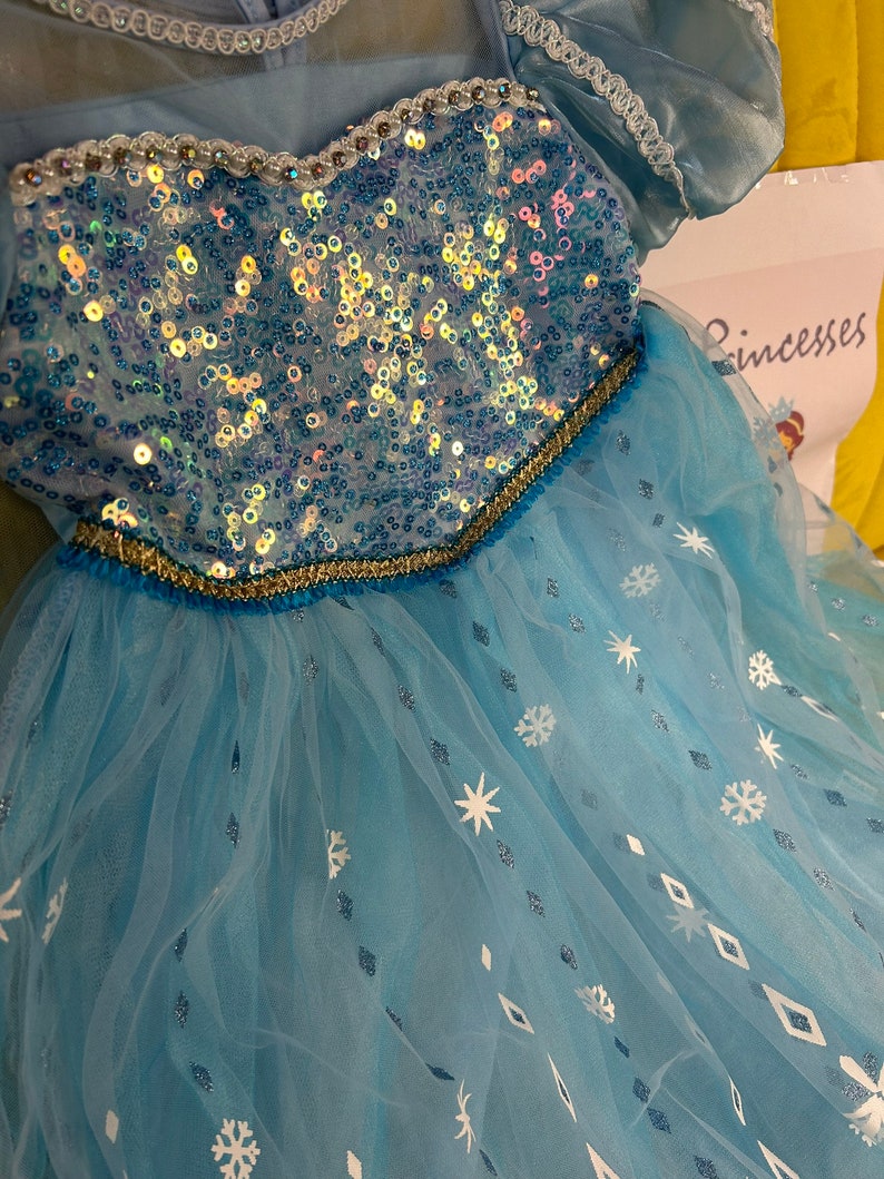 Déguisement princesse Elsa fille pour cosplay Elsa, fête d'anniversaire fille Elsa et déguisement fille Elsa, robe princesse fleur Elsa image 3