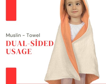 Baby Towel & Muslin Hooded Child Towel, Baby Swaddle, Baby Bath Towel, Cotton Beach Towel Dual-Purpose Use