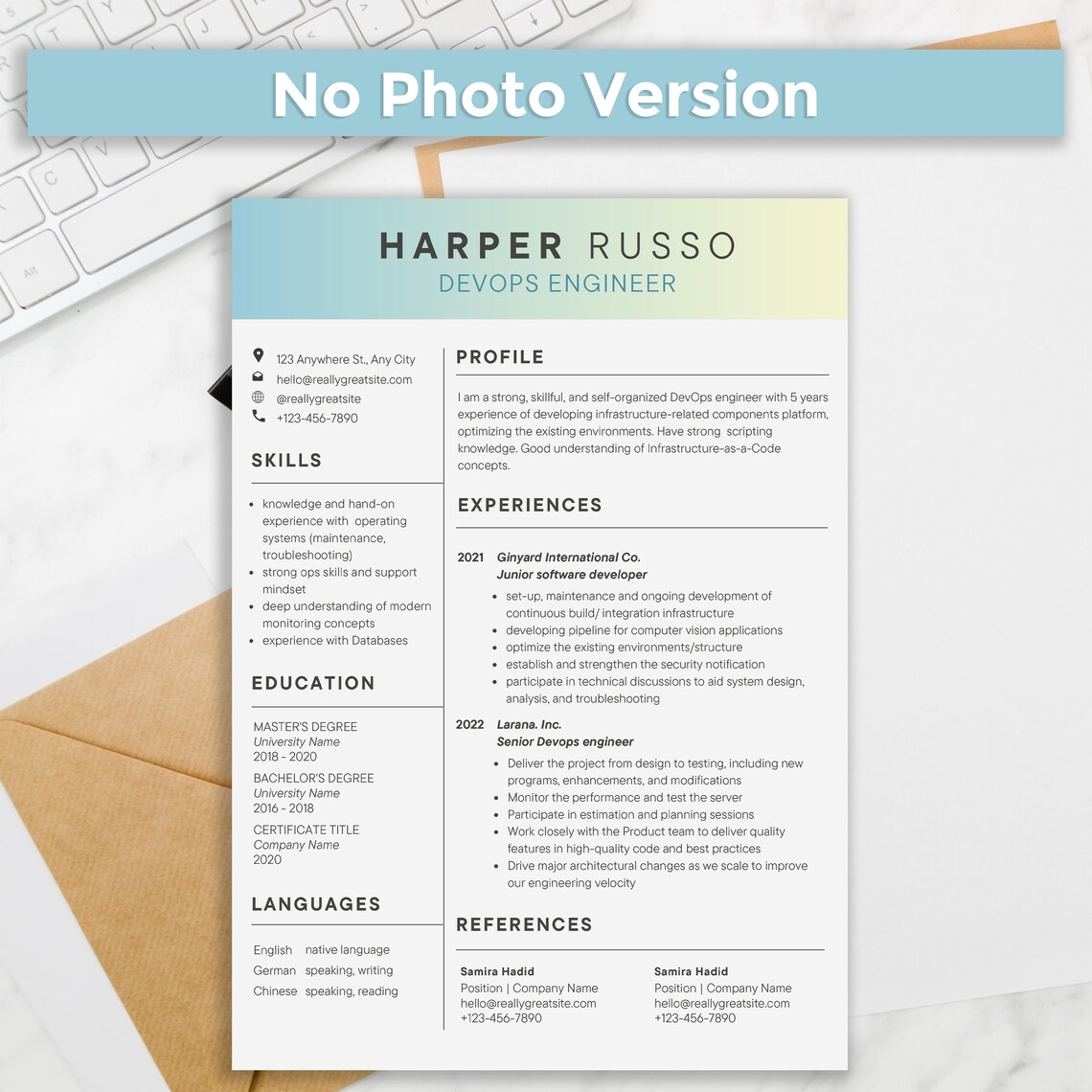ATS Friendly Resume Template for Canva Professional & Modern Etsy