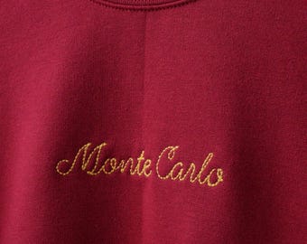 crewneck sweatshirt with custom wool-thread embroidery