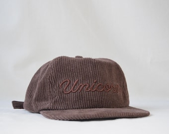 corduroy field trip hat with custom puff matte embroidery