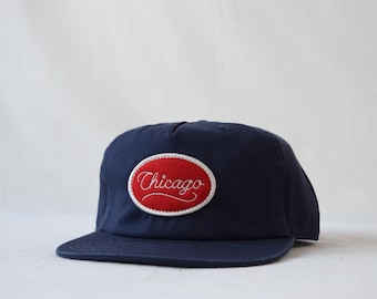 class five panel cap with custom wool felt patch