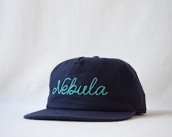 class five panel cap with custom wool thread embroidery