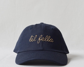youth cotton twill cap with custom bean-stitch wool-thread embroidery