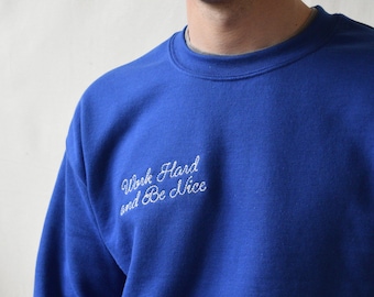 crewneck sweatshirt with custom wool-thread embroidery