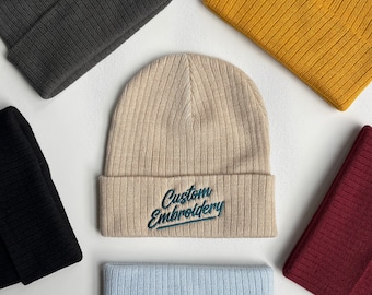 custom sustainable embroidered beanie