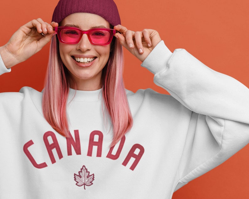 Canada Custom Wool Felt Lettered Crewneck Sweatshirt With Personalized