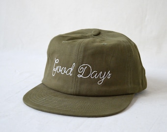 brushed cotton field trip hat with custom bean stitch embroidery