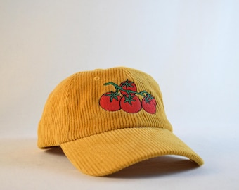 corduroy dad hat with custom matte embroidery