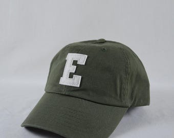 vintage cap with custom wool felt lettering