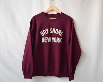 crewneck sweatshirt with custom wool felt lettering