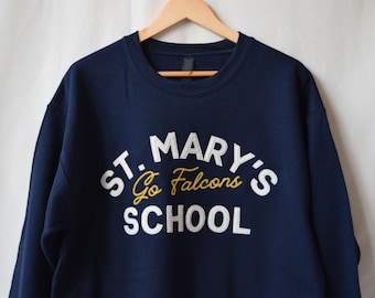 crewneck sweatshirt with custom embroidery and wool felt lettering