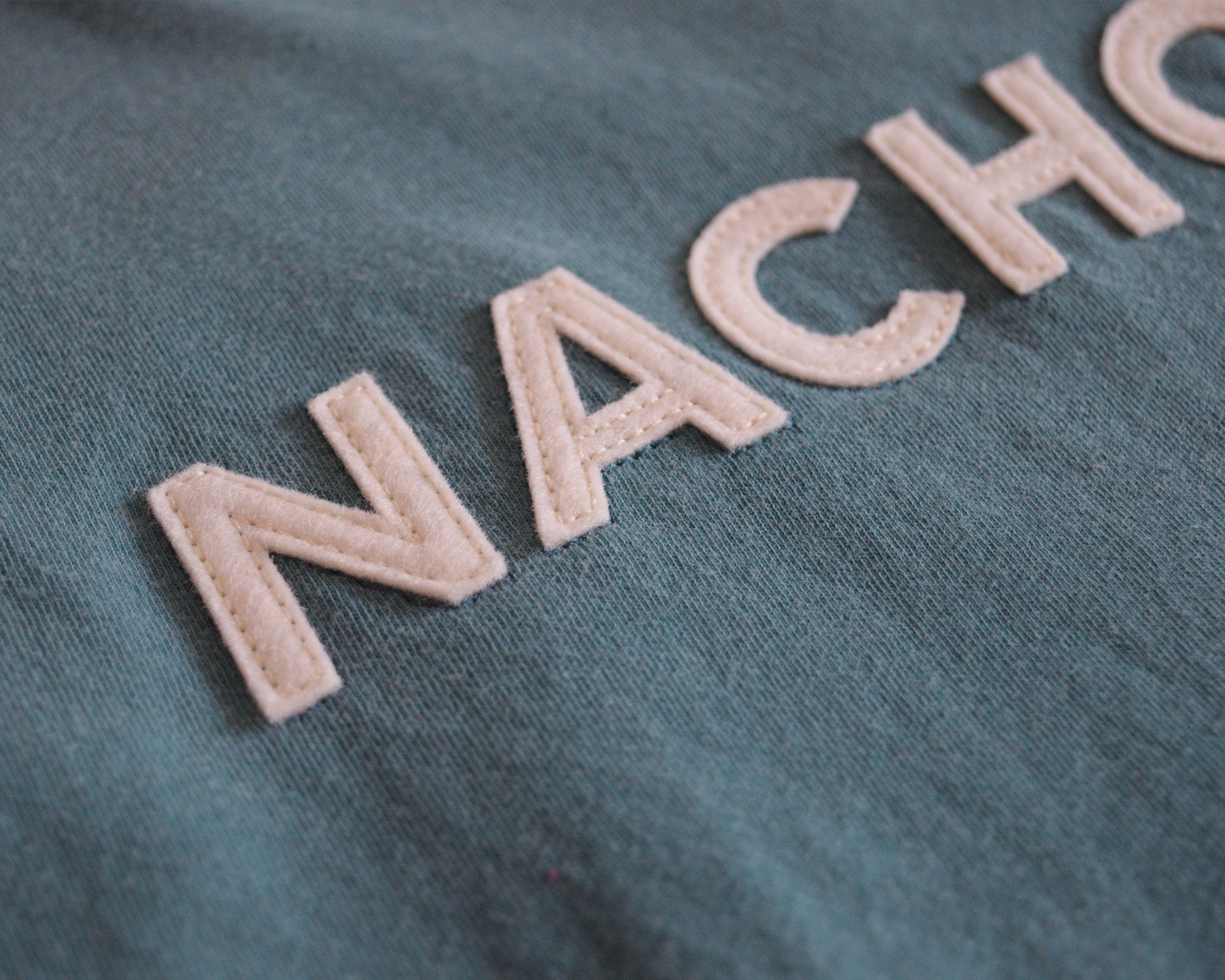Texturized Script Clothing Custom Wool Felt Lettered Garment-dyed Heavyweight Short Sleeve T-shirt ...