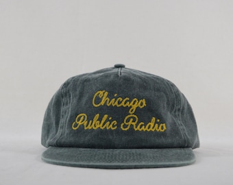 washed cotton field trip hat with custom chainstitch matte embroidery