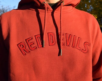 custom organic cotton heavyweight hooded sweatshirt with hand cut felt lettering