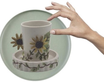 Tasse de thé de tasse de décor de tournesol peinte à la main à la main, tasse pour maman, grande tasse à café, cadeau d’anniversaire de cadeau de fête des pères, cadeau d’amant de café