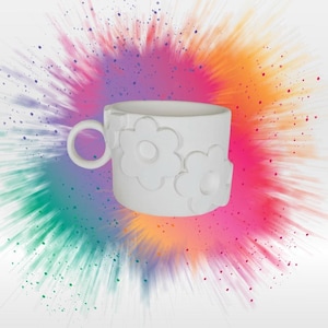 Ceramic Flower Mug: DIY Painting Hobby, Biscuit Form