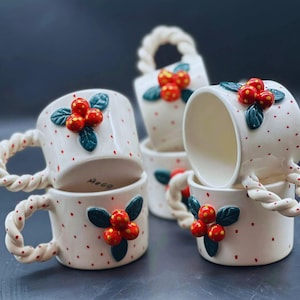 Charming Handcrafted Twisted Handle Kokina Mug - Elegant Ceramic Coffee Cup