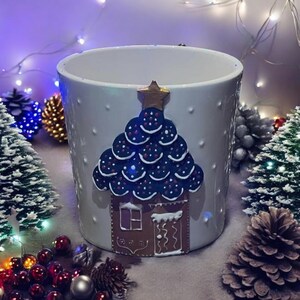 Glitter Christmas Ceramic Planter: Handmade New Year Decor - Sparkly Flower Pot & Dipped Base Candy Jar - Unique Seasonal Gift!