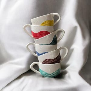 Unique Handmade Hand Painted Hand Carved Mug - Custom Artisan Ceramics