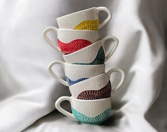 Tazza unica fatta a mano dipinta a mano intagliata a mano - Ceramiche artigianali personalizzate