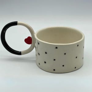 Handmade Heart Speckled Mug with Round Handle - Unique Ceramic Coffee Cup Gift