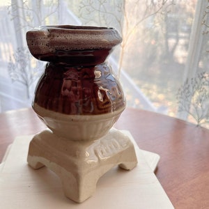 Vintage Ceramic Pot Belly Stove VasePlanter - Made in Taiwan, 6.5 - Unique Decor Piece
