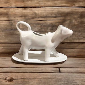 French Farmhouse Vintage Cow Creamer - White Porcelain Dairy Décor