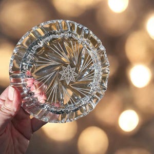 Cenicero de cristal checo estilo bohemio, con forma de rueda de molino y estrella de Brunswick de MCM, portabaratijas coleccionable, decoración de mesa, diámetro de 6'' o 3,5''