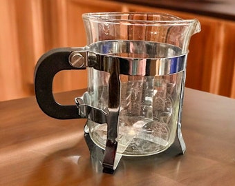 Vintage Bodum Chambord Creamer Pitcher - Industrial Style Metal and Glass Creamer - MCM Chrome and Glass Creamer  Small Pitcher