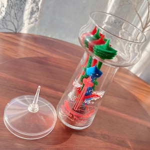 Vintage Skylon Tower Niagara Falls Canada Souvenir Glass - Incluye tapa acrílica y 7 varillas de agitación variadas