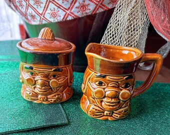 Keramik Benjamin Franklin Vintage Milchkännchen und Zuckerdose - Made in Japan, Keramik Sammlerstücke