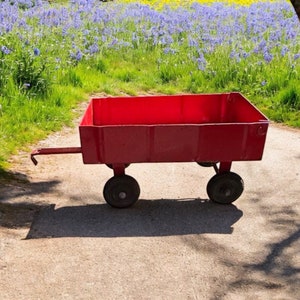 HTF Vintage ERTL Red Tractor Wagon Harvester - Rare Farm Toy Collectible