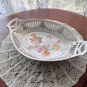 Vintage 1933 Schumann Arzberg Bonbon Dish with Pierced Rim - Antique Candy Dish