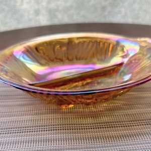 Vintage Pressed Amber Carnival Glass Dish - Versatile Trinket and Candy Dish