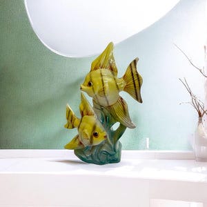 Vintage Ceramic Fish Figurines Made in Japan, 4 Models Available, Retro Aquarium Decor, Mid Century Fish Tank, Coastal Home Accents