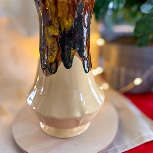 Handcrafted Pottery Drip Vase - Artisan Ceramic Vase with Unique Glaze Patterns for Home Decor