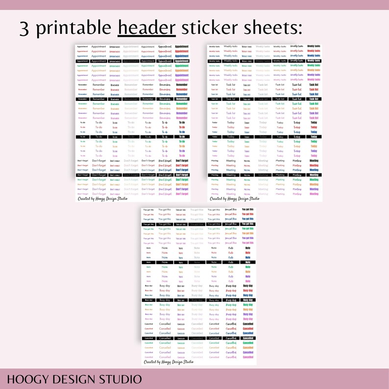 Functional Printable Planner Stickers | Planner Headers and Labels ...