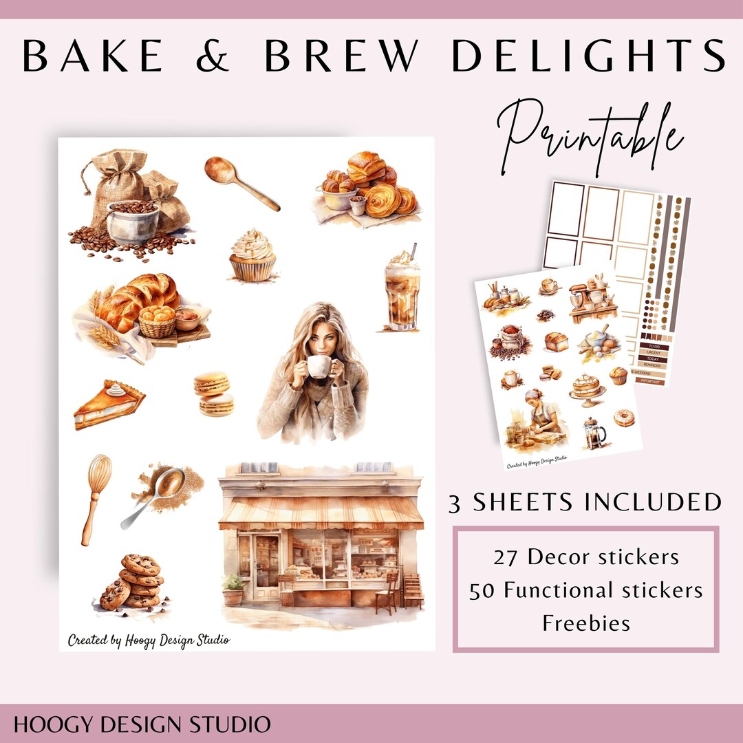 Printable Planner Stickers Coffee Theme | Functional Planner Stickers ...