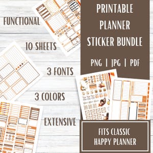 Feuilles d'autocollants pour agenda imprimable pour Thanksgiving | Trousse fonctionnelle de 10 pages | Planification des Fêtes | Budget Bien-être Productivité des médias sociaux