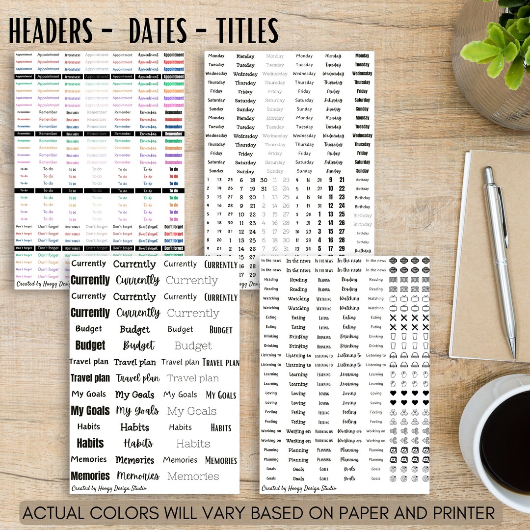 Functional Printable Sticker Sheets | Planner Toolkit | Currently ...