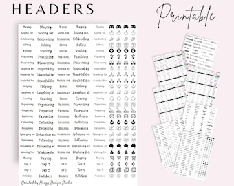Funktionale druckbare Planer Aufkleber | Planer Kopfzeilen und Beschriftungen | Journal Sticker Blätter | Organisierte Planung Kit zum ausdrucken