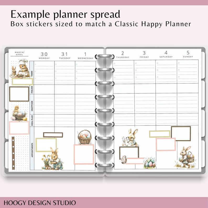 Bunny Bliss Easter Printable Planner Stickers | Spring Decor Bundle for ...