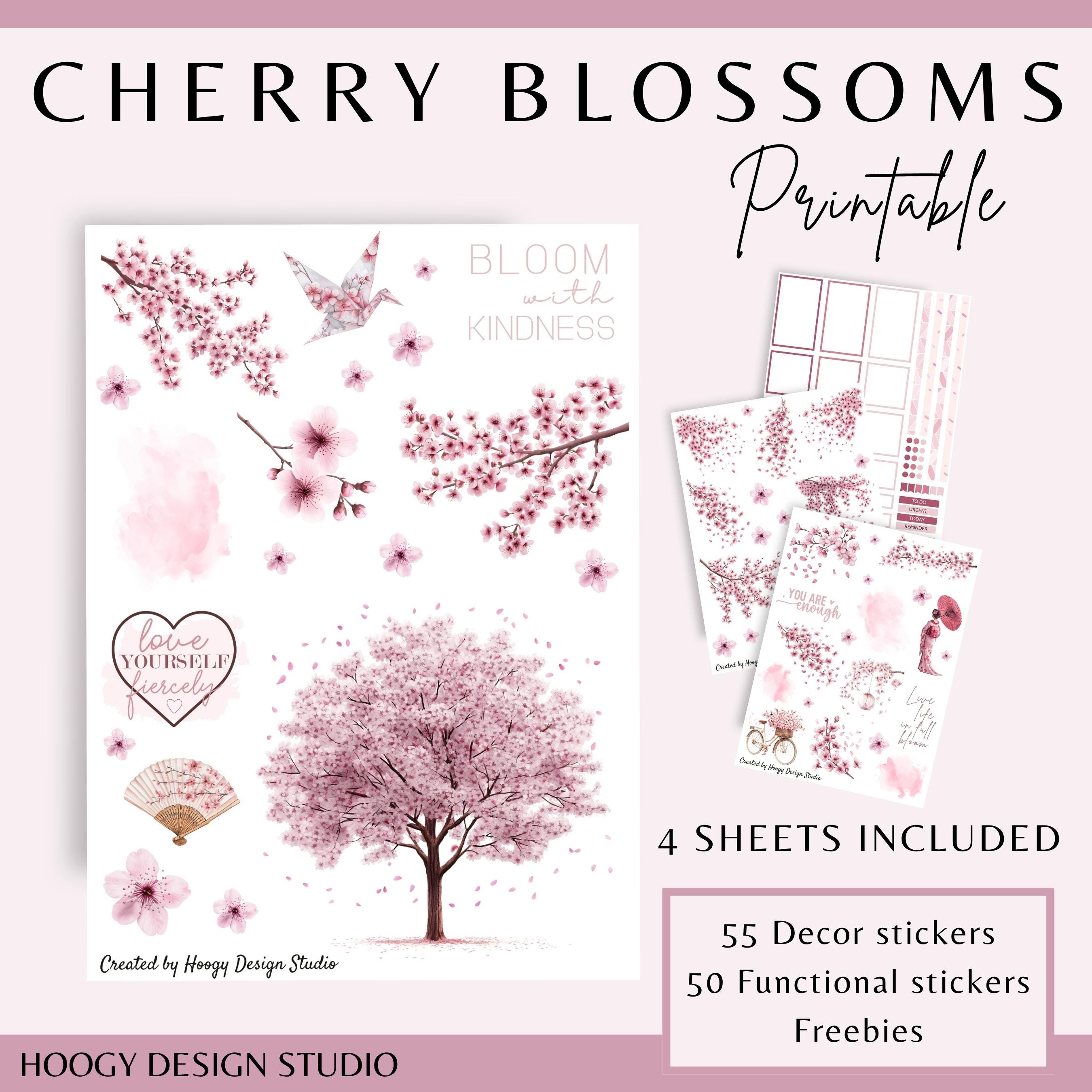 Cherry Blossoms Printable Planner Stickers | Sakura Floral Decor Bundle ...