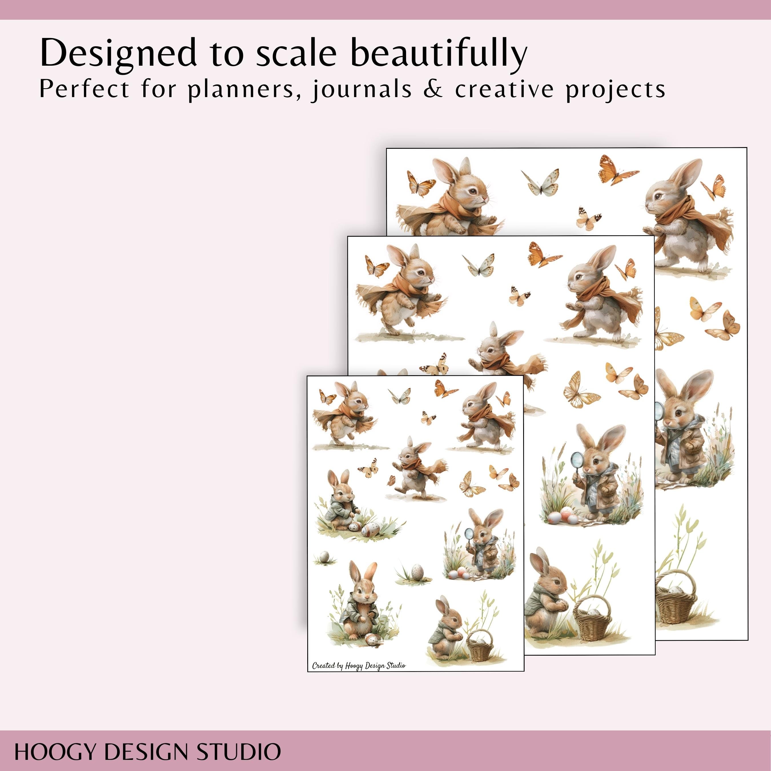 Bunny Bliss Easter Printable Planner Stickers | Spring Decor Bundle for ...