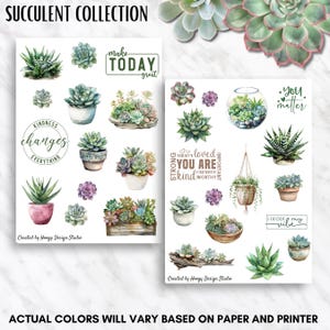 Sukkulenten Sammlung druckbare Aufkleber Blätter | Topfpflanzen, Treibholz & Hängendes Grün | Blumen Dekor | Planer Journal Bujo Scrapbook